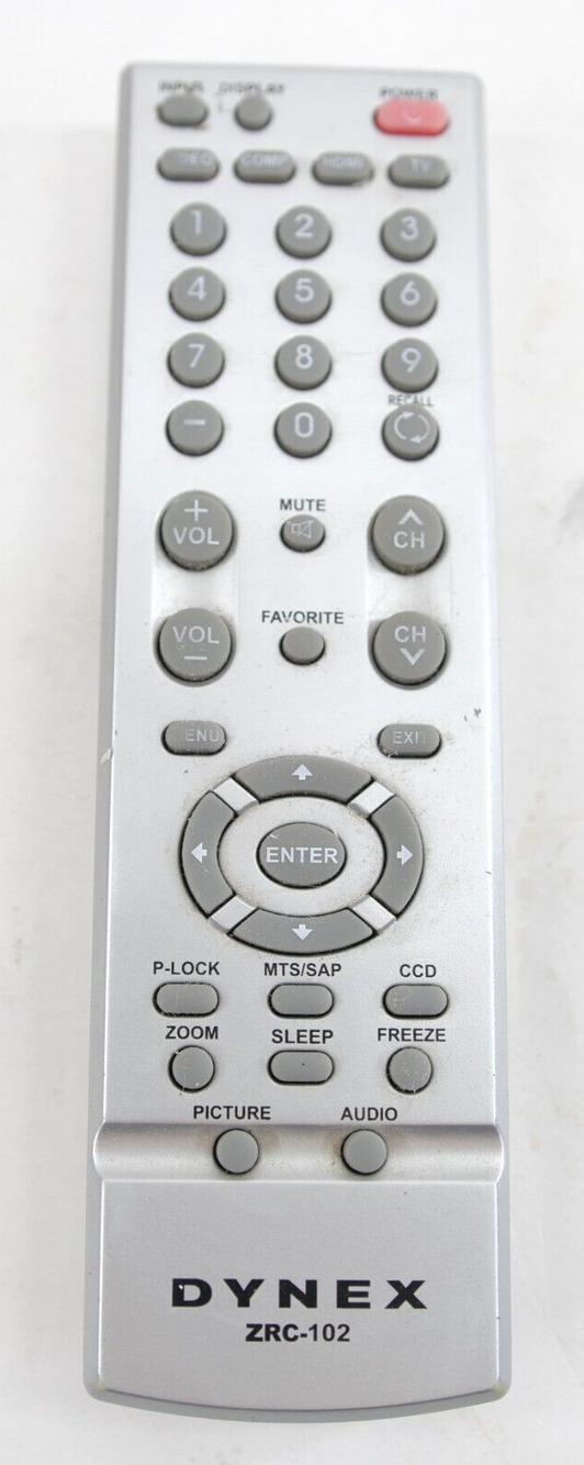 Dynex ZRC-102 OEM Television LCD TV Silver Replacement Remote Control